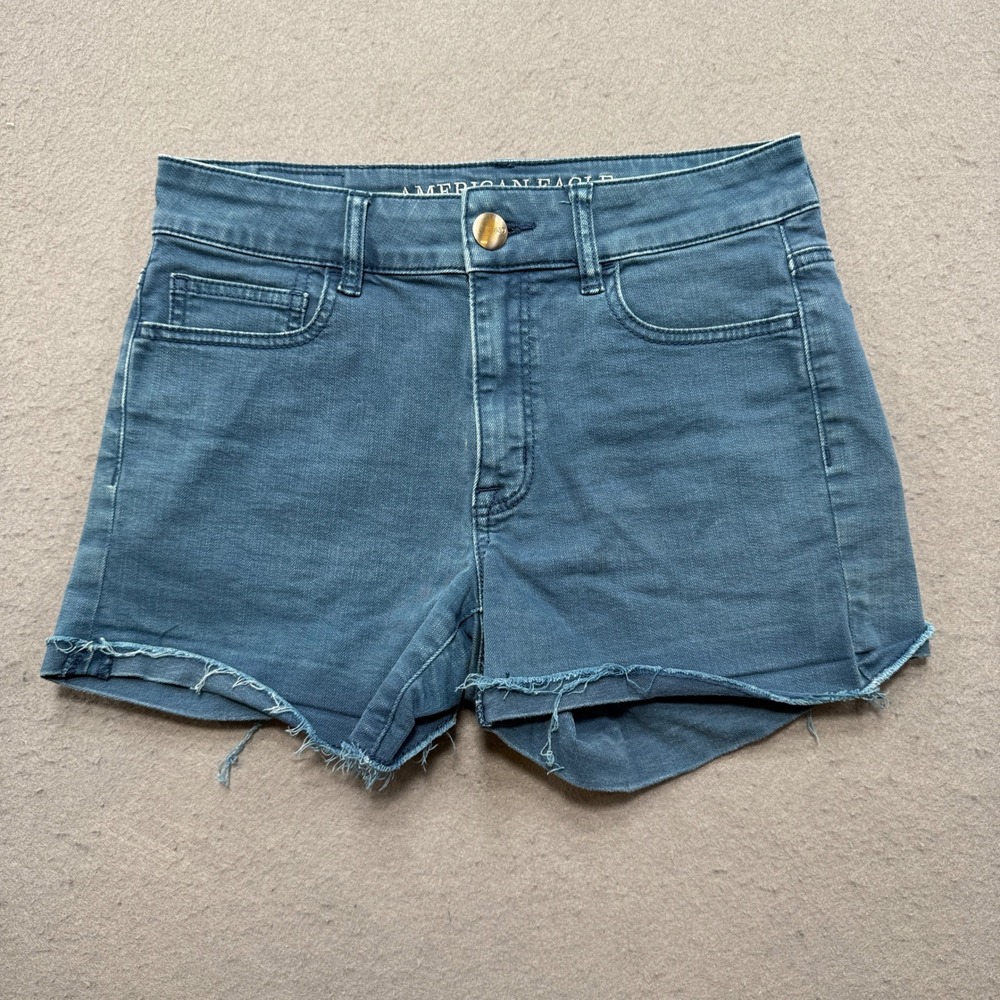 American Eagle Shorts Women's 4 Blue Denim Super Super Stretch Cut Off Summer